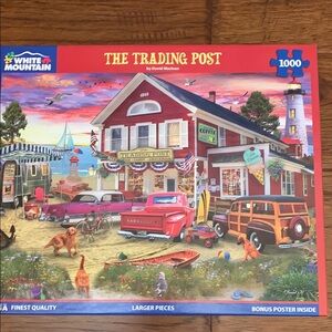 Like new. Only worked once. White Mountain 'The Trading Post' 1000 Piece Puzzle